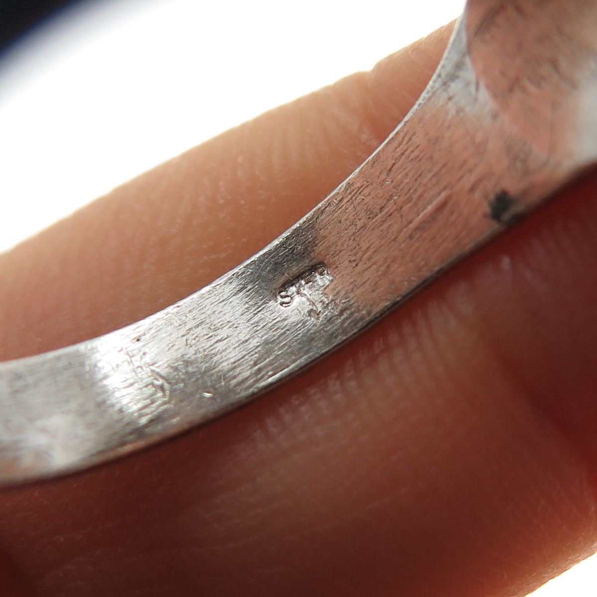 925 Sterling Silver Vintage Real Turquoise Modernist Ring Size 9.25