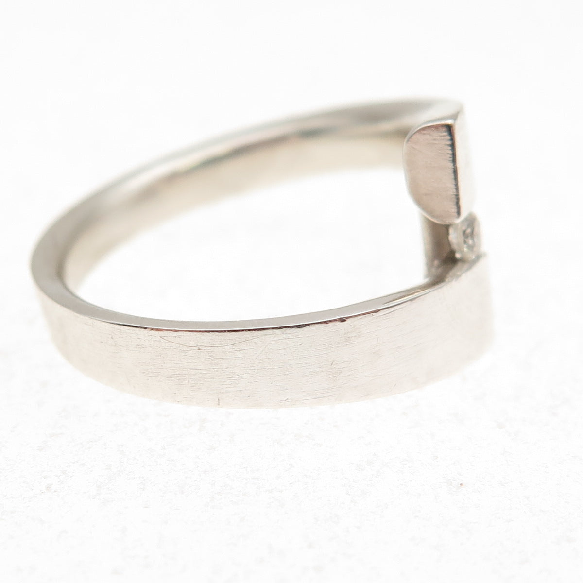 J's Jewelry 925 Sterling Silver Real Round-Cut Diamond Bypass Ring Size 7
