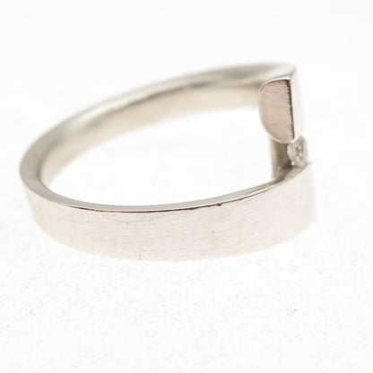 J's Jewelry 925 Sterling Silver Real Round-Cut Diamond Bypass Ring Size 7