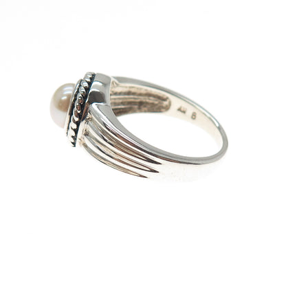 925 Sterling Silver Vintage Real Pearl Ring Size 9.25
