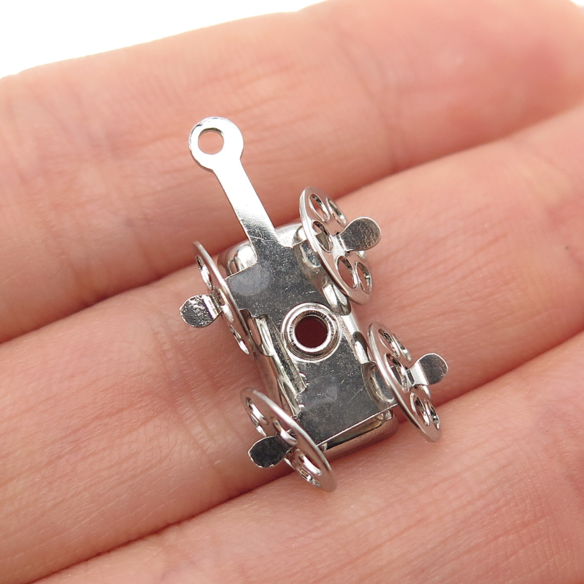 925 Sterling Silver Antique Art Deco Water Wagon Movable Mini 3D Charm Pendant