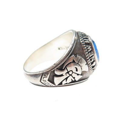 DIEGES & CLUST Sterling Vintage 1977 Lab-Sapphire Hyde Park School Ring Size 8