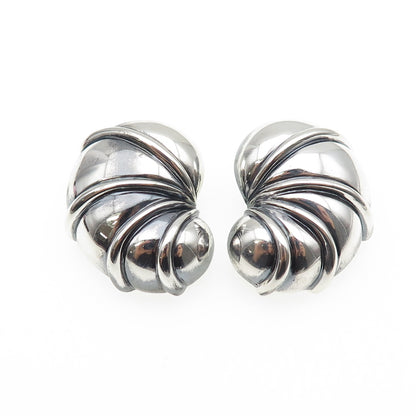 CHARLES KRYPELL 925 Sterling Silver Vintage Modernist Oxidized Clip On Earrings