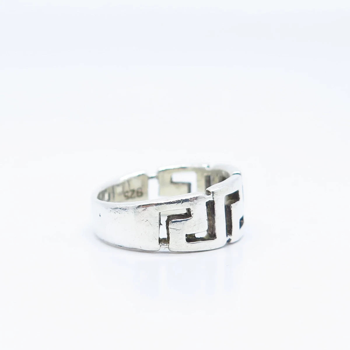 925 Sterling Silver Vintage Greek Maze Ring Size 5.75