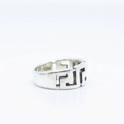 925 Sterling Silver Vintage Greek Maze Ring Size 5.75
