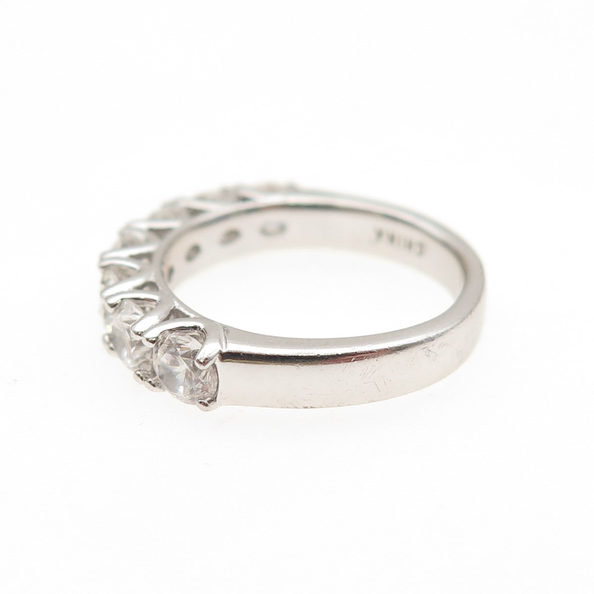 925 Sterling Silver Round-Cut C Z Half Eternity Band Ring Size 5
