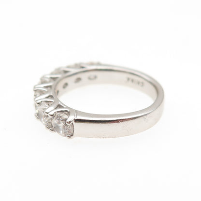 925 Sterling Silver Round-Cut C Z Half Eternity Band Ring Size 5