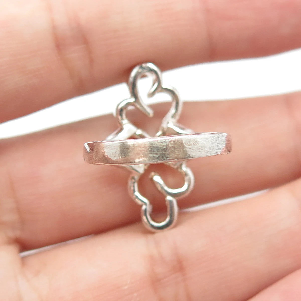 925 Sterling Silver Vintage Swirl Cocktail Ring Size 5.5