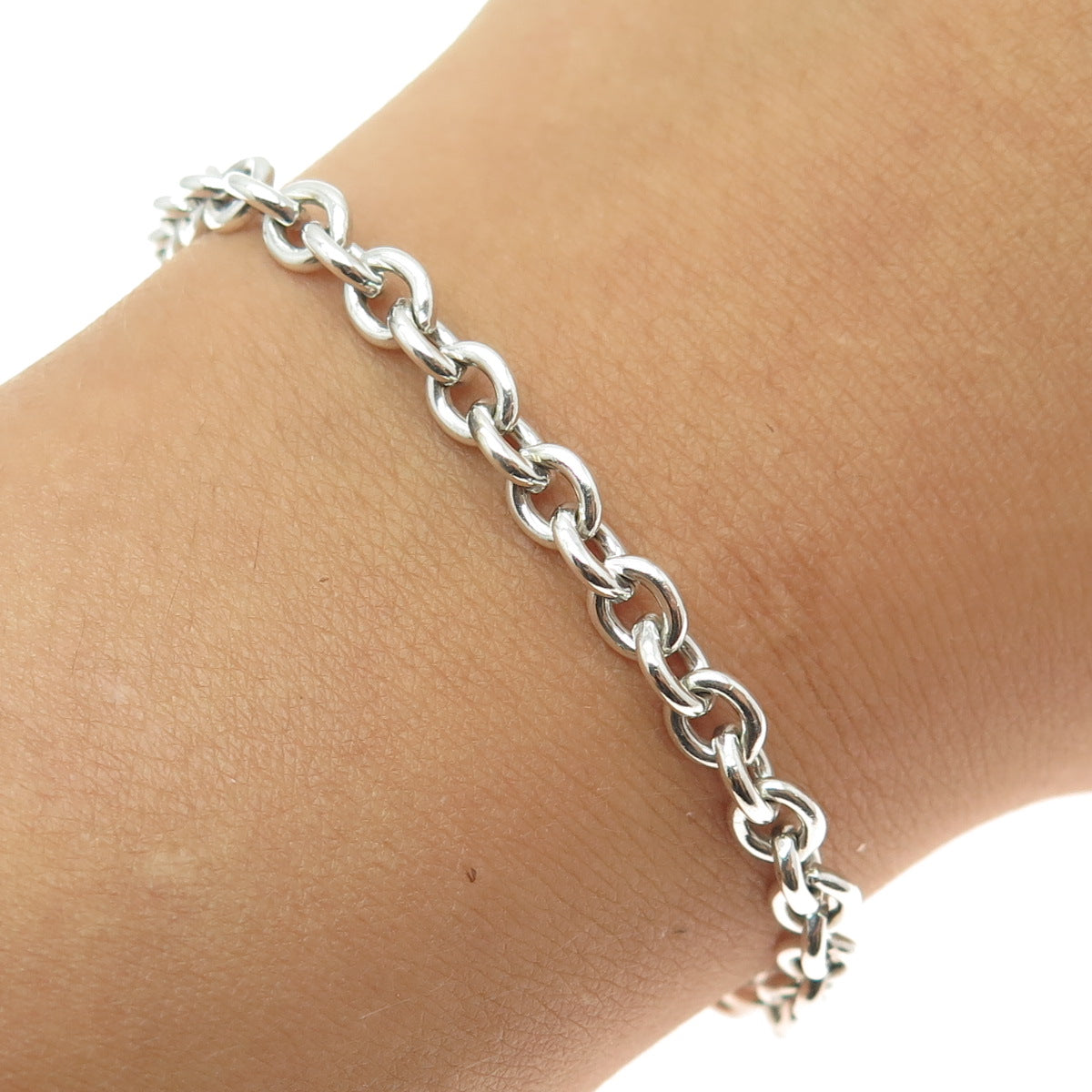 925 Sterling Silver Rolo Link Bracelet 7.5"