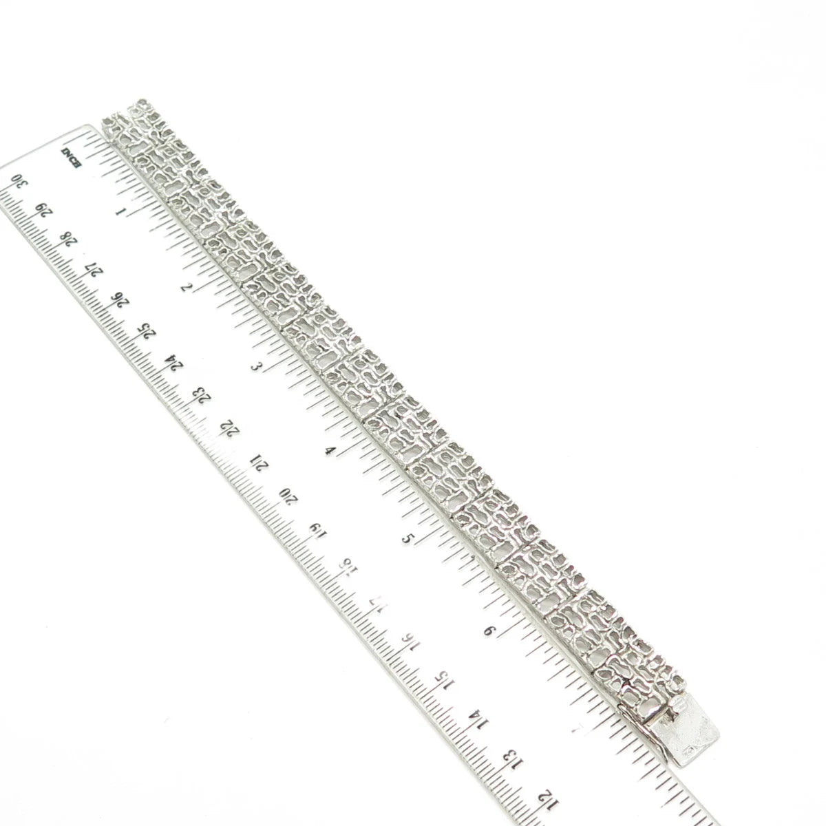925 Sterling Silver Vintage Open Nugget Panel Link Bracelet 7"