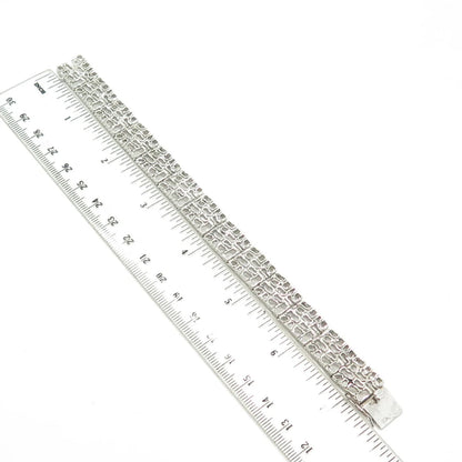 925 Sterling Silver Vintage Open Nugget Panel Link Bracelet 7"
