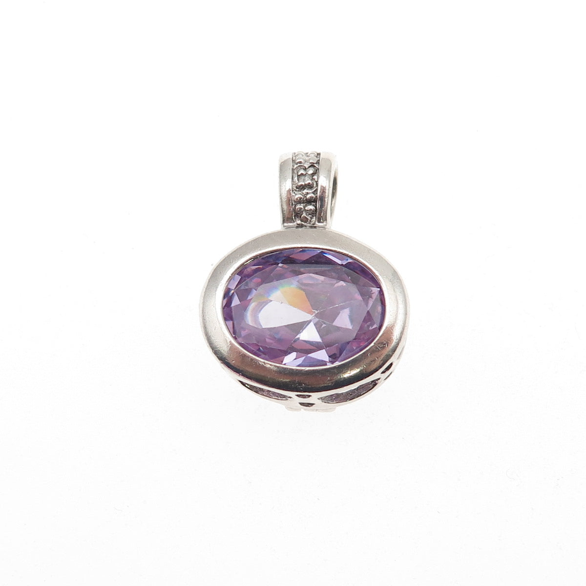Ken Craft 925 Sterling Real Diamond Accent Lavender C Z Interchangeable Pendant