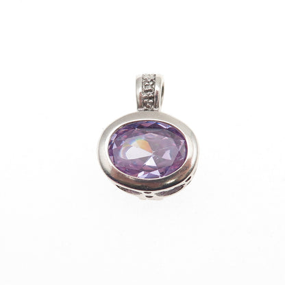 Ken Craft 925 Sterling Real Diamond Accent Lavender C Z Interchangeable Pendant