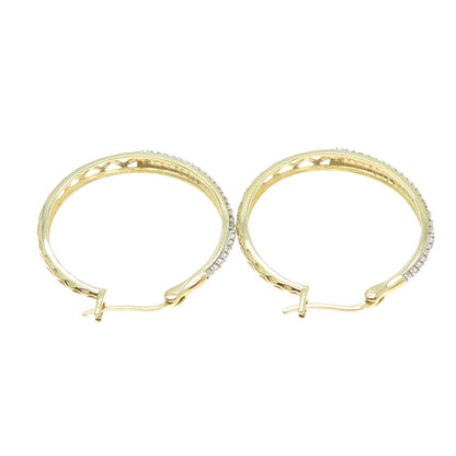 DBJ DEE BERKLE 925 Sterling Silver Gold Plated Real Diamond Hoop Earrings