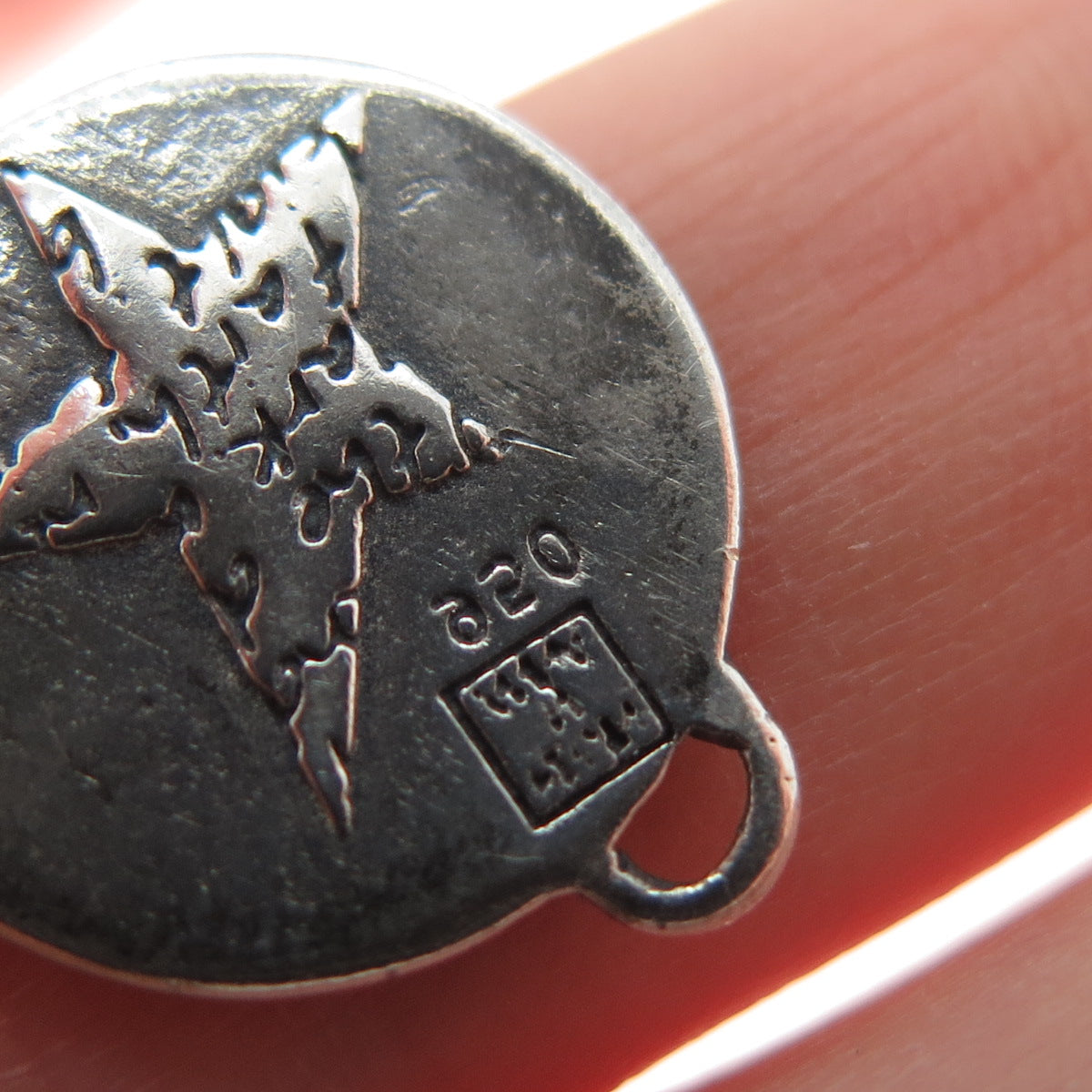 950 Silver Vintage Star Round Oxidized Minimalist Charm Pendant