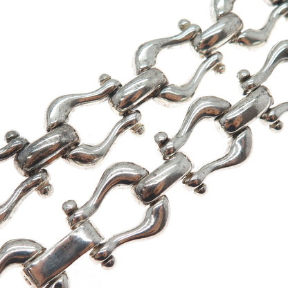 925 Sterling Silver Vintage Italy Modernist Horseshoe Chain Necklace 16"