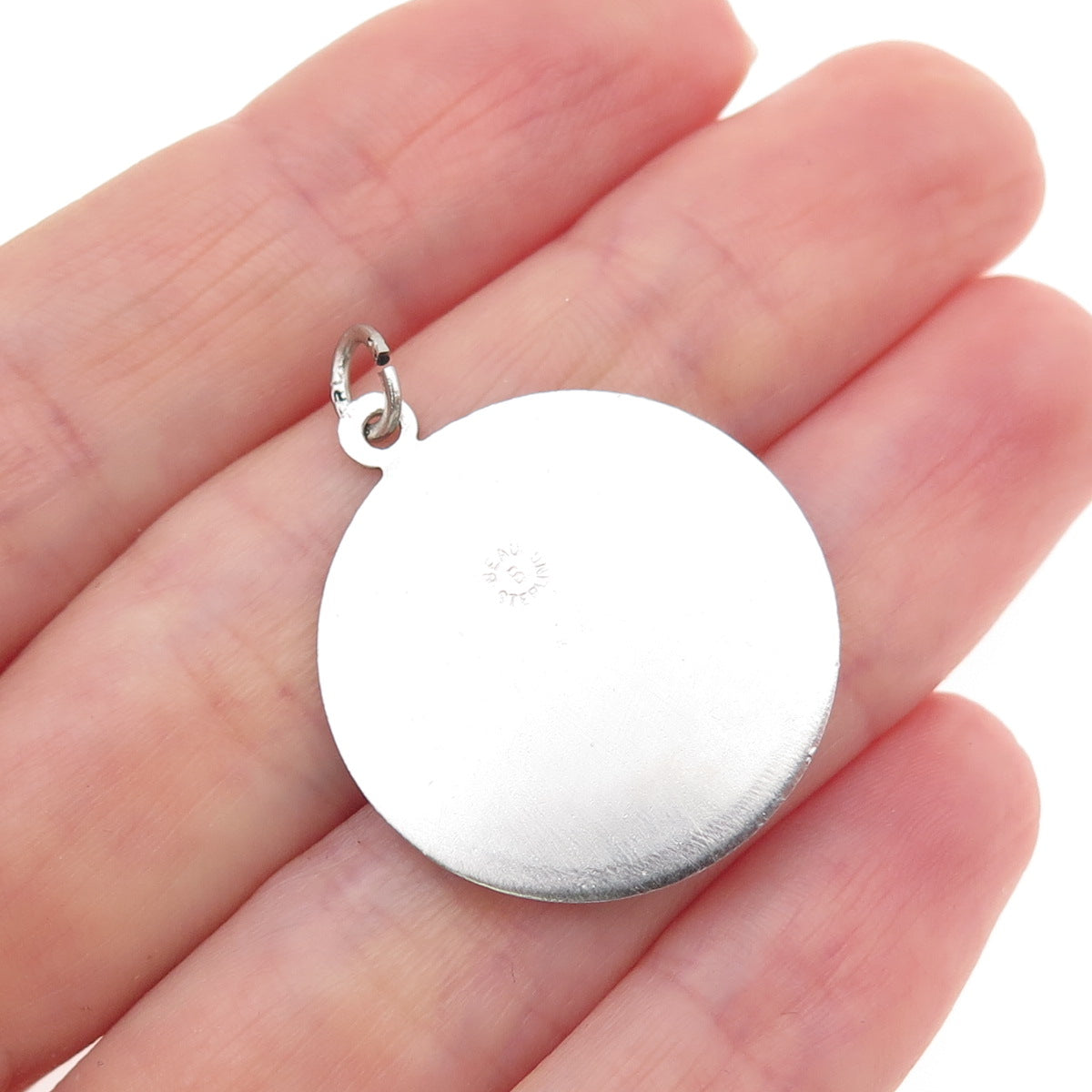 BEAU 925 Sterling Silver Vintage Diploma Round Tag Charm Pendant