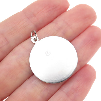 BEAU 925 Sterling Silver Vintage Diploma Round Tag Charm Pendant