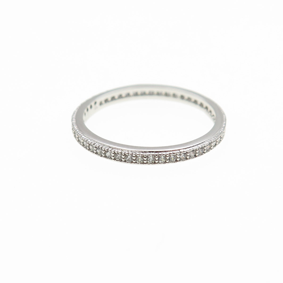 925 Sterling Silver Round-Cut C Z Eternity Stackable Band Ring Size 6