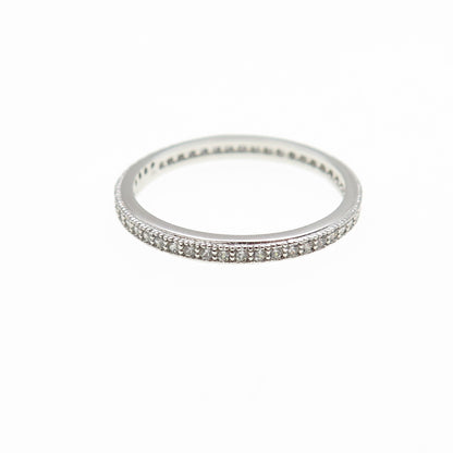 925 Sterling Silver Round-Cut C Z Eternity Stackable Band Ring Size 6