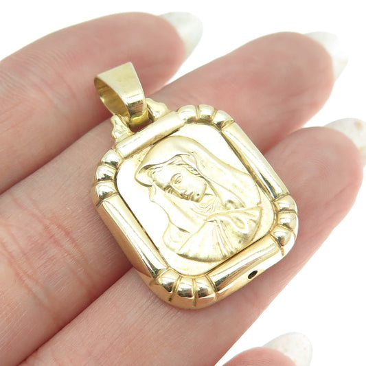 925 Sterling Silver Gold Plated Vintage Saint Mary Religious Pendant