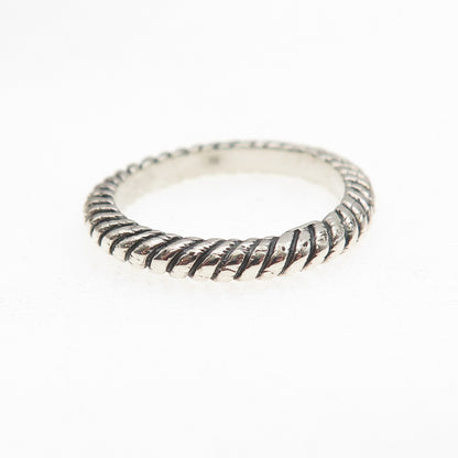 925 Sterling Silver Vintage Ribbed Oxidized Band Ring Size 6.75