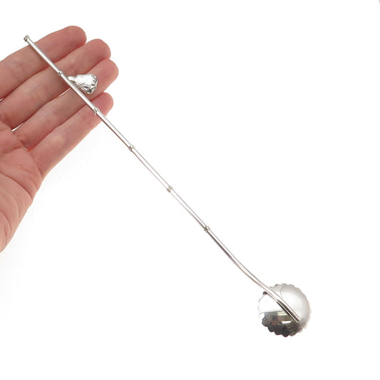 925 Sterling Silver Antique Japan Buddha Charm Bamboo Iced Tea Straw Spoon