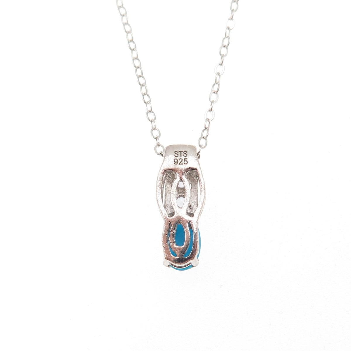 Chuck Clemency 925 Sterling Silver Real Turquoise & Tanzanite Chain Necklace 20"