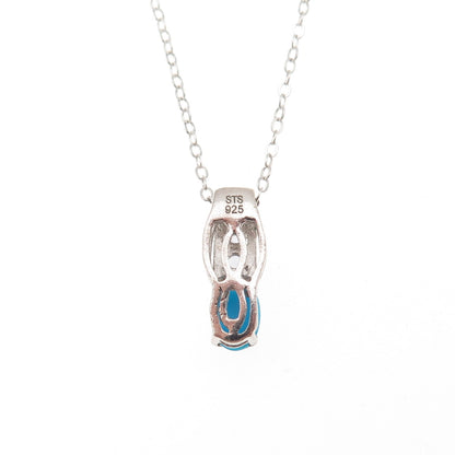 Chuck Clemency 925 Sterling Silver Real Turquoise & Tanzanite Chain Necklace 20"