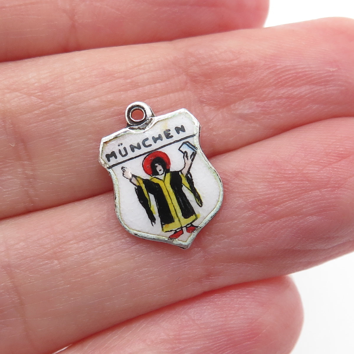 925 Sterling Silver Vintage Enamel Munich Coat of Arms Minimalist Charm Pendant