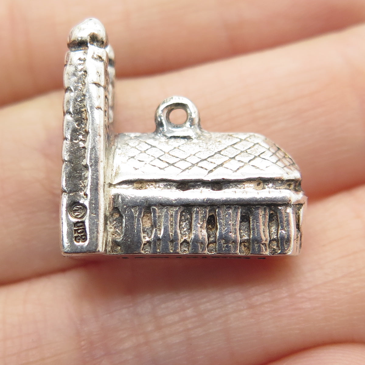 800 Silver Antique Germany Munich Landmark Minimalist 3D Charm Pendant