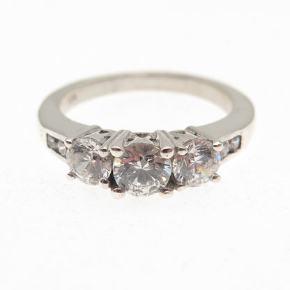 925 Sterling Silver Round-Cut C Z Engagement Ring Size 8