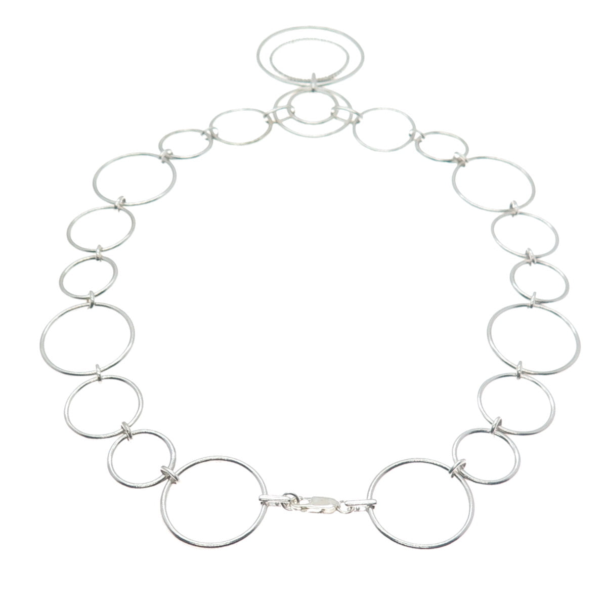 HN HENG NGAI Sterling Silver Real 1/3 CT. T.W. Diamond Circle Chain Necklace 16"