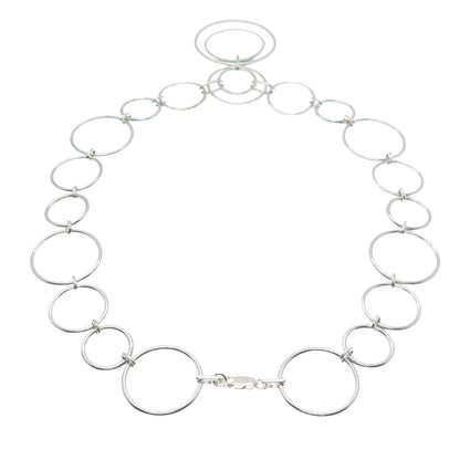 HN HENG NGAI Sterling Silver Real 1/3 CT. T.W. Diamond Circle Chain Necklace 16"