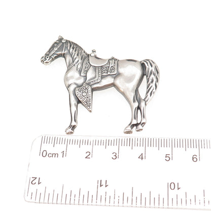 925 Sterling Silver Vintage Equestrian Horse Oxidized Pin Brooch