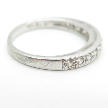 ROSS SIMONS 925 Sterling Silver Round-Cut C Z Half Eternity Band Ring Size 9