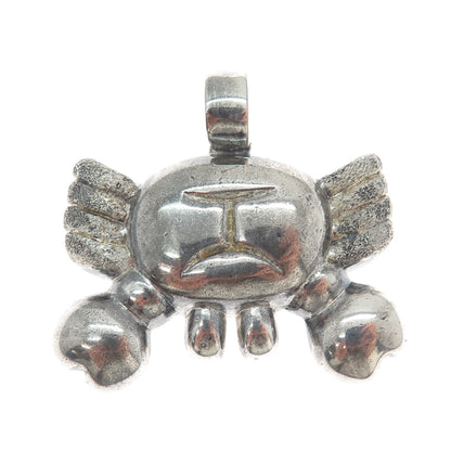 925 Sterling Silver Vintage Cancer Zodiac Sign Oxidized Charm Pendant