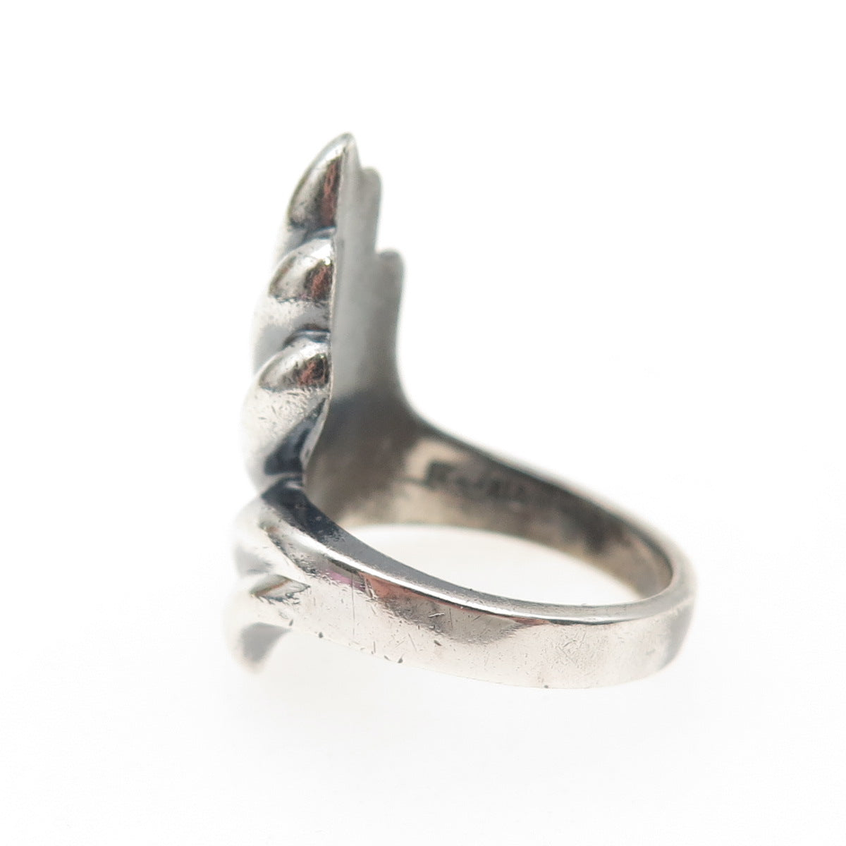Chapal Zenray 925 Sterling Silver Vintage Modernist Wing Oxidized Ring Size 8.25