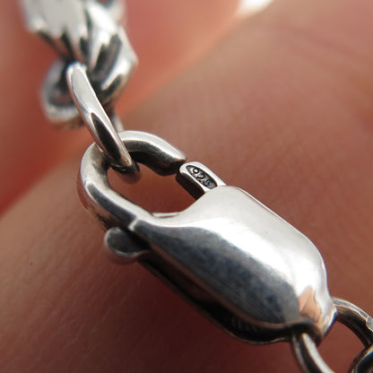 925 Sterling Silver Vintage Italy Twisted Rope Oxidized Link Bracelet 6.75"