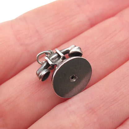 925 Sterling Silver Antique Art Deco I Love You Rotary Phone 3D Mini Pendant