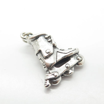 925 Sterling Silver Vintage Roller Skates Handcrafted 3D Pendant