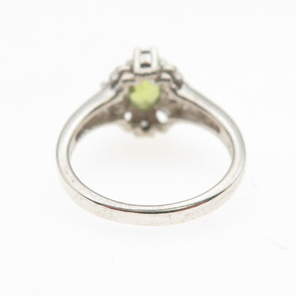 RJ GRAZIANO 925 Sterling Silver Vintage Real Peridot & C Z Ring Size 6