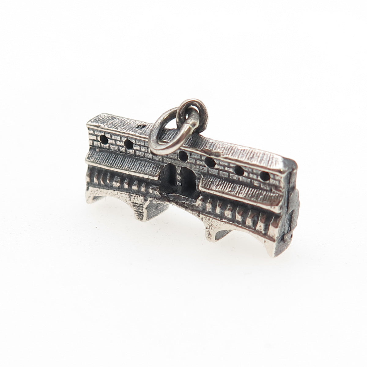 800 Silver Vintage Italy Ponte Vecchio Bridge 3D Mini Charm Pendant