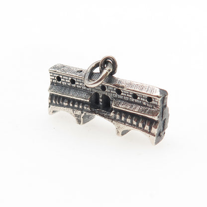 800 Silver Vintage Italy Ponte Vecchio Bridge 3D Mini Charm Pendant