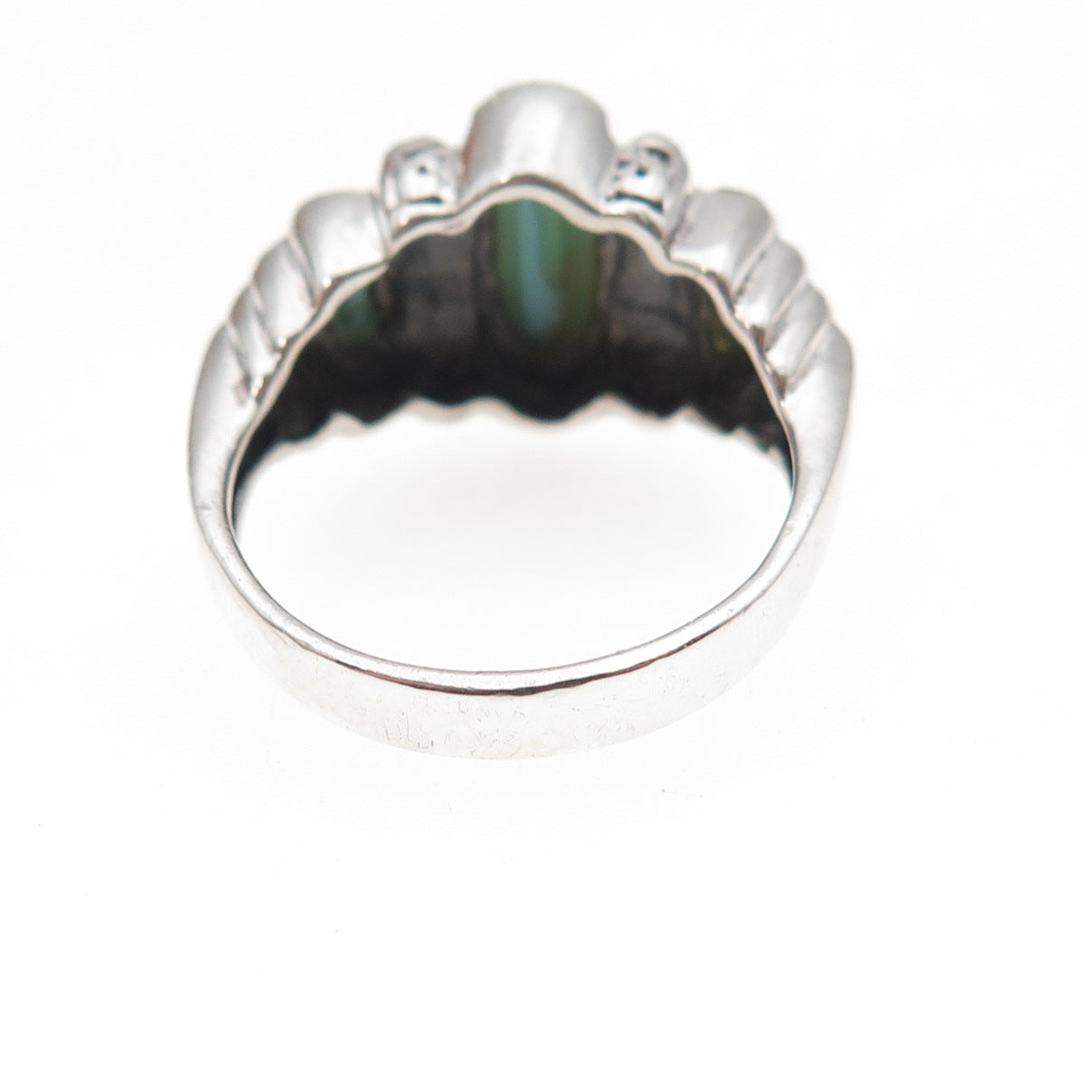 925 Sterling Silver Vintage Real Turquoise Oxidized Ring Size 6.75