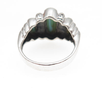 925 Sterling Silver Vintage Real Turquoise Oxidized Ring Size 6.75