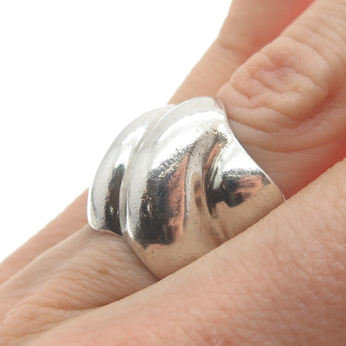 ESPO JOSEPH ESPOSITO 925 Sterling Silver Vintage Ribbed Wide Ring Size 5