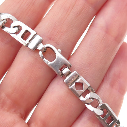 925 Sterling Silver Italy Anchor Mariner Link Bracelet 8"