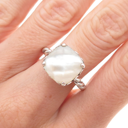 Pandora 925 Sterling Silver Real MOP Elegant Sincerity Ring Size 5.75