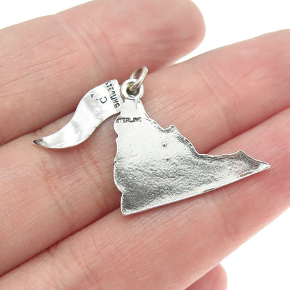 PACIFIC JEWELRY Sterling Silver Vintage Virginia Beach VA Map Charm Pendant